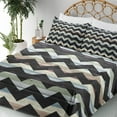 thumbnail image 3 of Ambesonne Grunge Fitted & Top Sheet Set with Shams, Retro Art Black Chevron, Multicolor, 3 of 5
