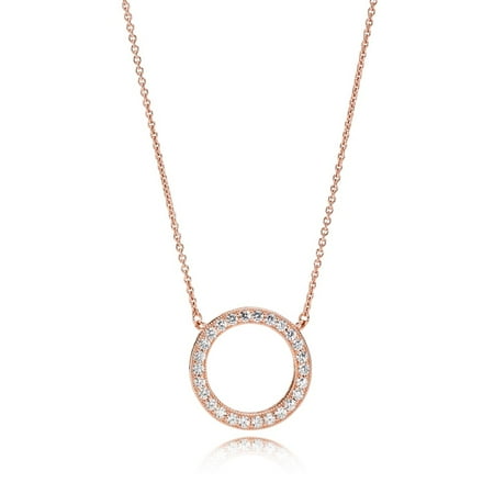 45 Cm Necklace - Rose Necklace Hearts of w/Clear CZ Necklace & Pendants 45 cm 580515CZ-45