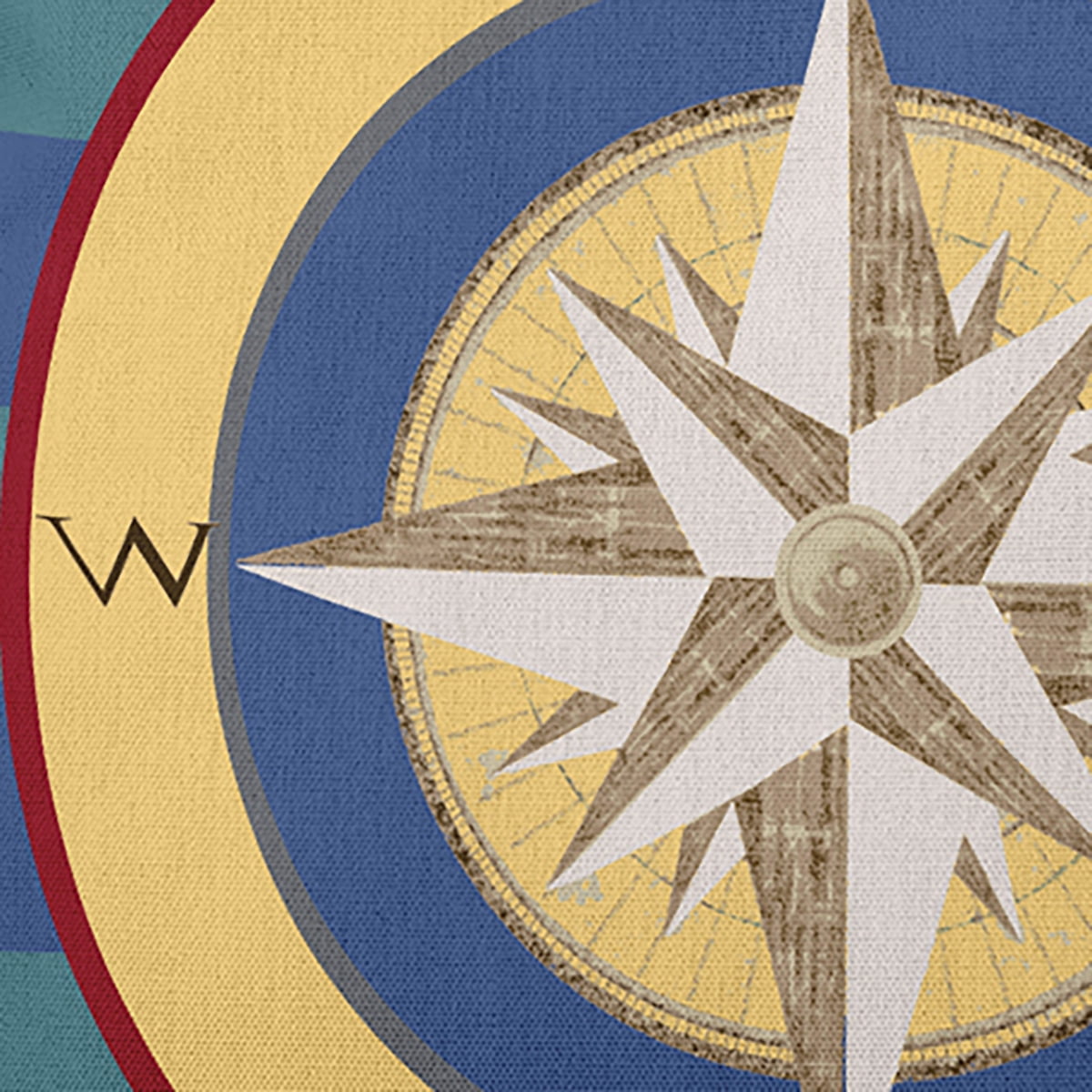 20" x 20" Simply Daisy Compass on Stripes Poly Pillow with Zipper, Nautical Navy Qty 1