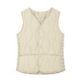 thumbnail image 1 of Women's Vest with Collar, Solid Color Button Down Sleeveless Jacket with Pockets, Stylish Layering Piece for Office, Smart Casual & Fall FashionBeigeXL, 1 of 3