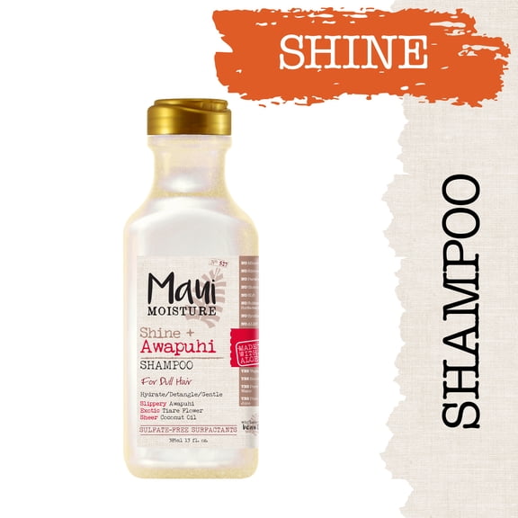 Maui Moisture Shine Awapuhi Moisturizing Vegan Shampoo with Coconut Oils for Shiny Hair, 13 Fl Oz