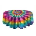 thumbnail image 5 of Rainbow Tie Dye Radial Pattern Round Tablecloth 60"x60",Wrinkle Wipeable Table Cloth for Kitchen Dining Room Picnic Patio Party, 5 of 6