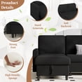 thumbnail image 6 of Walsunny Pull Out Sectional Sleeper Sofa Bed L Shape Couches with Reversible Storage Chaise for Living Rooms Small Rooms Apartment,Black, 6 of 9