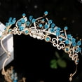 thumbnail image 3 of DESIGNICE Little Girl Crown, Blue Rhinestone Pearl Elegant Tiara Princess Crystal Headdress Decor for Parties Prom, 3 of 7