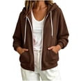 thumbnail image 2 of SYwaren Women's Solid Color Zip Up Hoodie Casual Long Sleeve Loose Oversized Hooded Sweatshirt Jacket with Pockets Fashion Trendy, 2 of 6