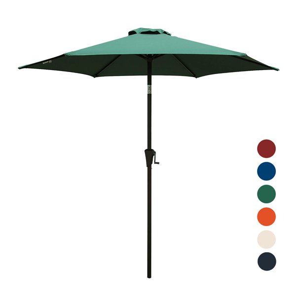 9 Foot Patio Umbrella W Tilt Adjustment And Fade Resistant Fabric 9 Ft Tilting Patio Umbrella Dark Green Walmart Com Walmart Com