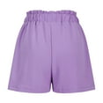 thumbnail image 4 of Annhoo Womens Summer Shorts Drawstring Ruffle Elastic Waisted Trendy Lounge Solid Color Casual Shorts, 4 of 7