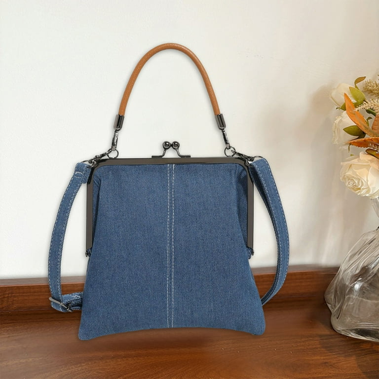 バッグ Coach Denim Signature Hand Bag Kiss-lock NWT Coach Kisslock Dreamer 21 Mist Blue Final Price | eBay