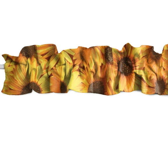 Sunflowers Print Cotton Curtain Sleeve Topper Window Treatment