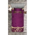 thumbnail image 3 of Ambesonne Eastern Quilted Bedspread Set 2 Pcs, Oriental Floral Swirls, Twin Size, Fuchsia Pale Yellow Plum, 3 of 3