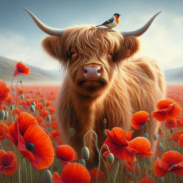 Kit Pintura Por Números Sobre Lienzo Arte Al Óleo Artesanal Imagen Yak Montaña Artística 40x40cm