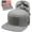 Grey, variant on American Flag Flat Visor Constructed Snapback Hat + 2 Patriotic Patches