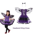 thumbnail image 3 of Baby Girls Halloween Purple Witch Costume Children Cosplay Red Hood Dress Princess Party Cosplay Dress Cape with Pumpkin Bag, 3 of 4