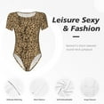 thumbnail image 6 of Naloa Leopard Print Brown Women's Short-Sleeved Onesie, One-Piece Swimsuit for Parties, dates, clubs - Large, 6 of 9