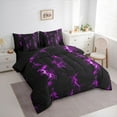 thumbnail image 3 of Feelyou Dreamy Lightning Bedding Comforter Set 7pcs for Teen, Purple Gradient Abstract King Bedding Sets, Modern Neon Glowing Reversible Bed Sheets, Breathable Home Decor, 3 of 7