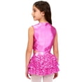 thumbnail image 4 of Aislor Girls Rumba Dance Outfit 2 Piece Set Sleeveless Sequined Fringe Top and Skirt Hot Pink 14, 4 of 6