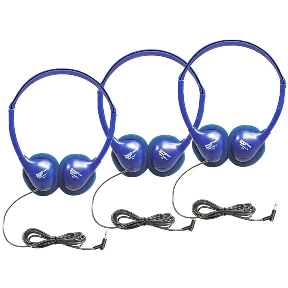 HamiltonBuhl Kids On-Ear Blue Stereo Headphone, Pack of 3