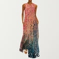 thumbnail image 1 of SMihono Robe Maxi Boho d'Été pour Femmes Grande Taille Mode Col en V Sans Manches Soirée d'Été Fête Imprimé Poches Gilet Longue Robe de Plage Robe d'Été, 1 of 6