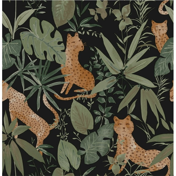Nuwallpaper Black Midnight Animals Jhalana Peel & Stick Wallpaper