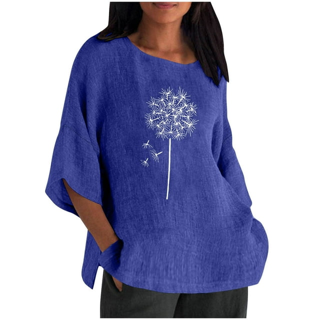 Birdeem Blouses pour Femmes Mode Décontractée Col Rond Manches Courtes Imprimé Haut Blouse T-Shirt