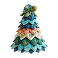 thumbnail image 2 of DIY Patchwork Christmas Tree Kit, Sea Turtle Ocean Theme Quilted Fabric Tree Craft Set, Seasonal Christmas Decor for Shelf and Mantel, 2 of 5
