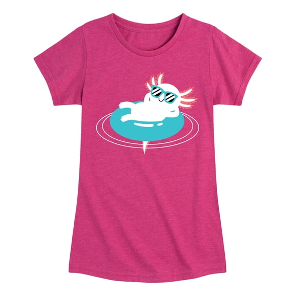 Instant Message - Axolotl Pool Floatie - Toddler & Youth Girls Short Sleeve Graphic T-Shirt