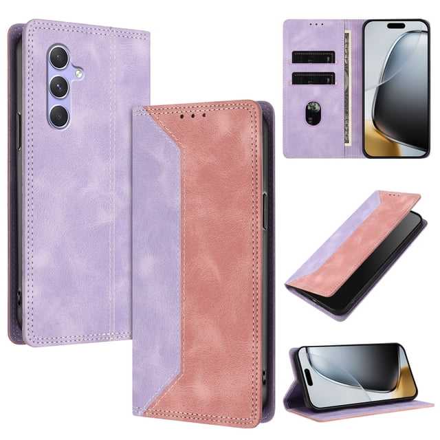 Funda FOXDOCK para Samsung Galaxy A54 5G de Cuero Premium Bicolor con Ranuras RFID, Carcasa Tipo Billetera Antigolpes y Soporte Plegable