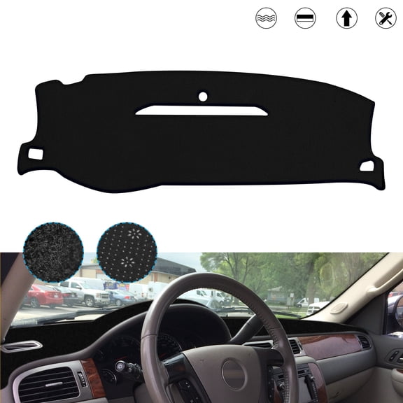 Xotic Tech Center Console Dashboard Mat Precut Anti-Sun No Glare Protector Dash Carpet Pad Black Cover w/NON-SLIP Bottom Compatible with Chevrolet Silverado GMC Sierra 2007-2013,w/One Golve Box-Type B