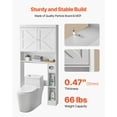 thumbnail image 3 of VEVOR Over The Toilet Storage Cabinet, 67.44 in Height Bathroom Storage Organizer with Double Door and Adjustable Shelf, Bathroom Space Saver Organizer Above Toilet with Open Shelf, White, 3 of 9