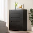 thumbnail image 4 of 6 Drawer Dresser, Modern Wooden Storage Chest with Embedded Handles, Anti-Tip Safety Device, Black Finish Bedroom Organizer for Living Room Kids Room, 4 of 9