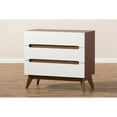 thumbnail image 7 of Baxton Studio Calypso Mid-Century Modern White and Walnut Wood 3-Drawer Storage Chest, 7 of 7