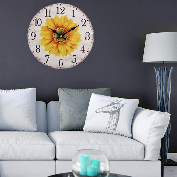 EGNMCR Alarm Clocks for Bedrooms, Clocks for Living Room Kitchen Wall Clock Battery Operated Large Easy To Read Vintage Wooden Style Wall Clock