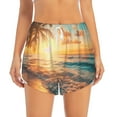 thumbnail image 2 of Rocae Tropical Sunset Beach Scene for Women's Athletic Shorts Workout Hiking Shorts Athletic Shorts for Running, Yoga, Gym, Sports-Medium, 2 of 7