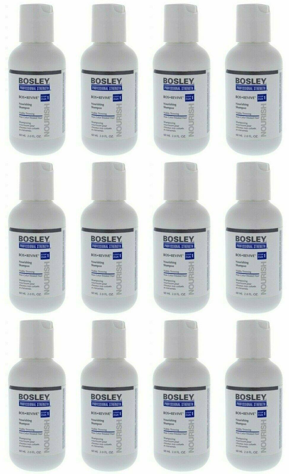 Bos Revive Nourishing Shampoo for Visibly Thinning Non Color-Treated Hair by Bosley for Unisex - 2 oz Shampoo-Pack of 12