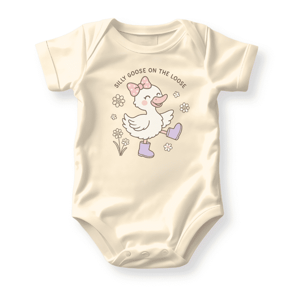 Silly Goose On The Loose Baby Bodysuit, Newborn Outfit, Baby Clothes, Gift for Children 3-6m Natural
