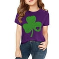thumbnail image 3 of XIMIN Girls Boys Heart-Inlaid Clover Kids' Short-Sleeve T-Shirt - Distressed Green Graphic, Comfy Soft St. Patrick's Day Lucky Charm Top, 3 of 6
