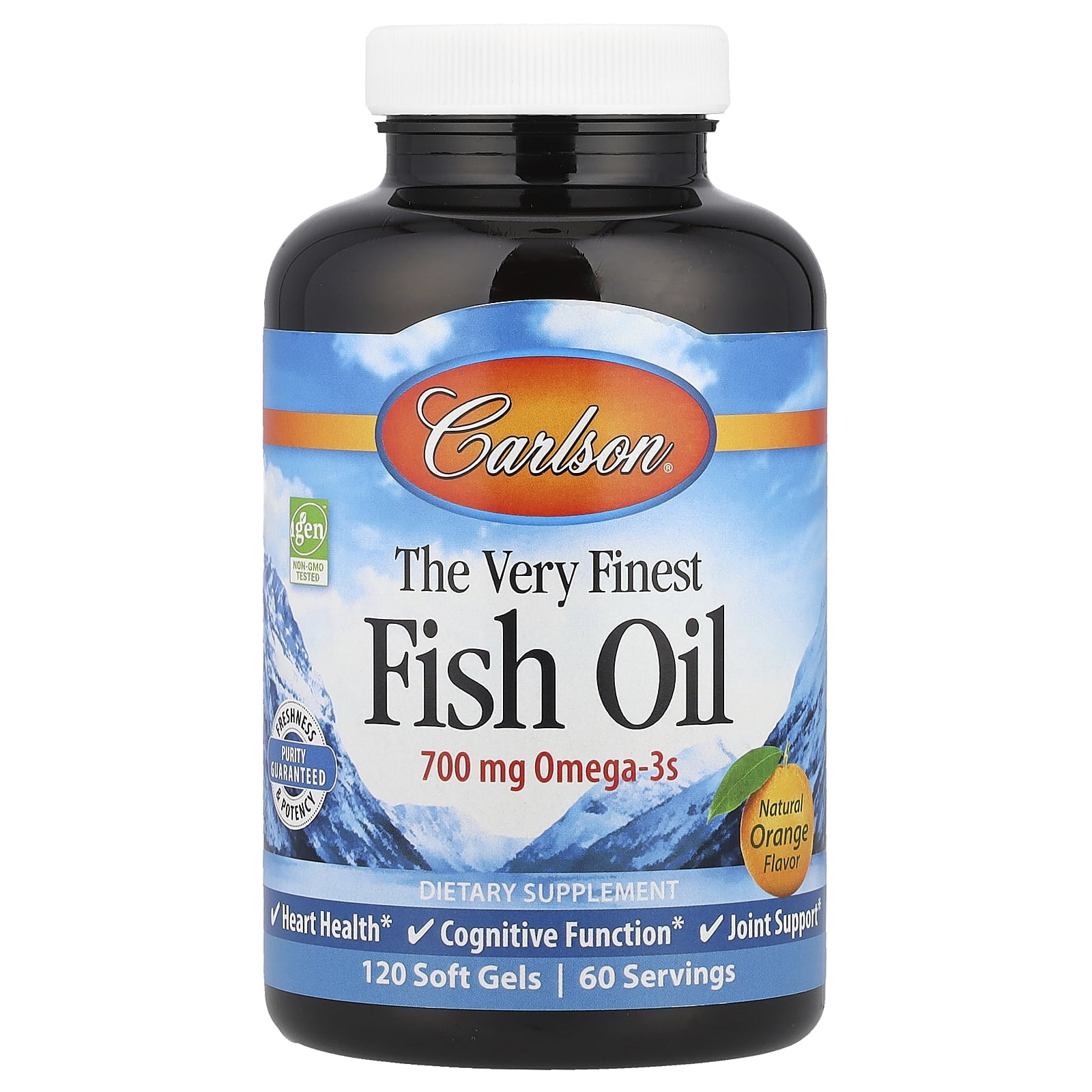 Carlson Labs The Very Finest Fish Oil Omega-3 Softgels, Orange, 700 Mg, Bonus Pack, 120 + 30 Ct