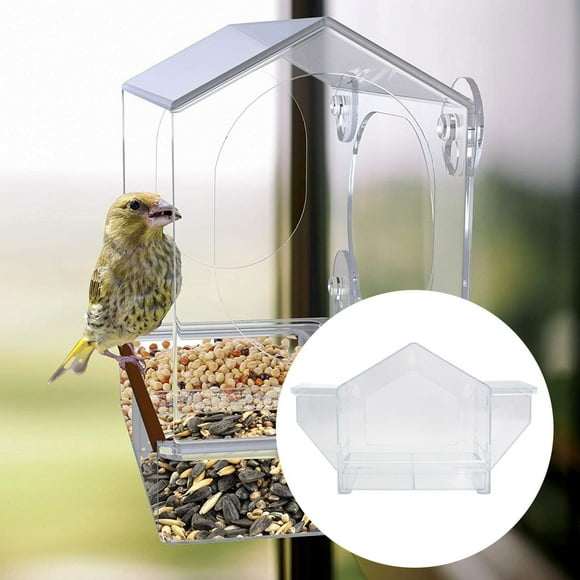 Colaxi Window Bird Feeder Acrylic Birdfeeder Transparent for Bird Watching Birdhouse Bird House for Outside Yard Doves Conure Budgie