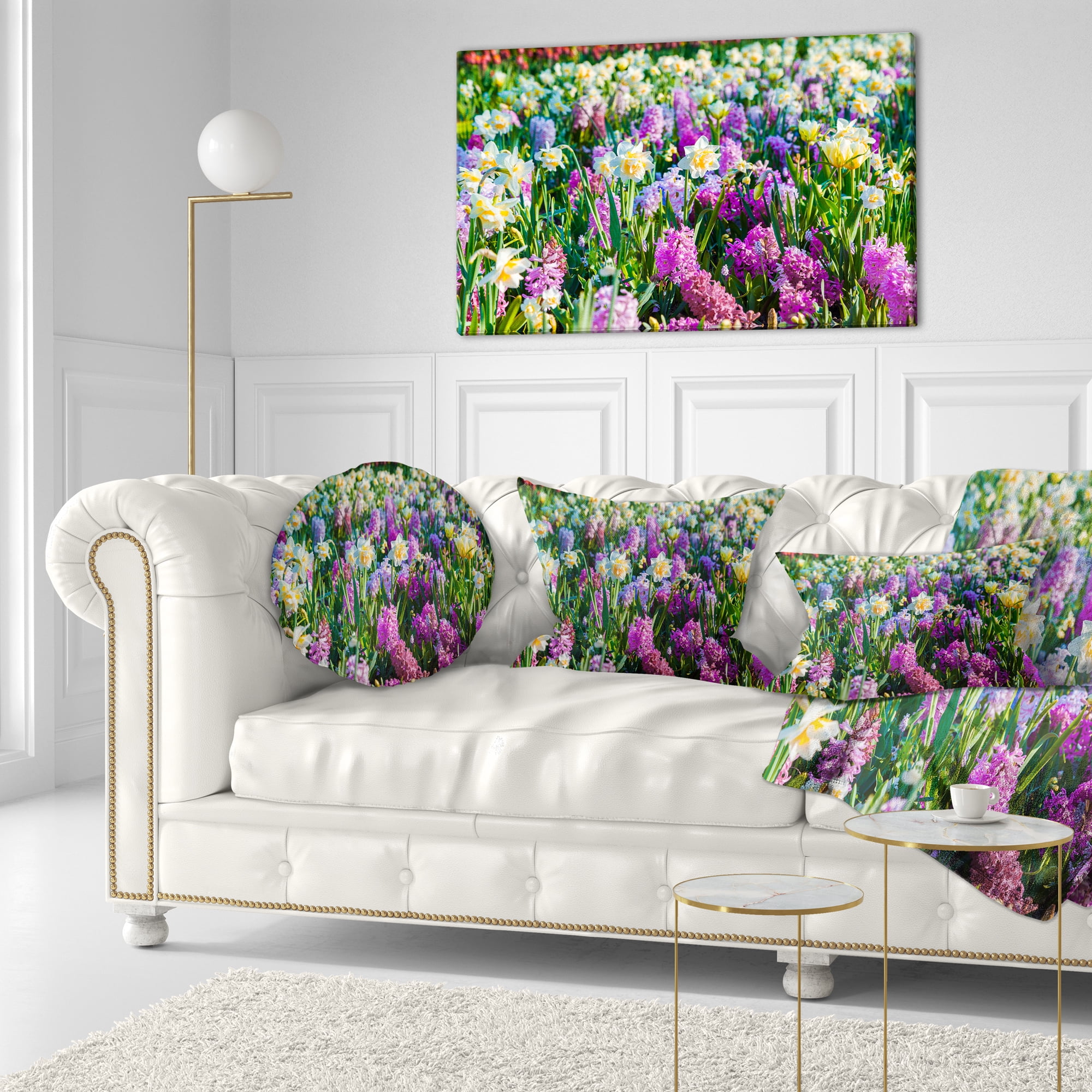 Designart Spring Flowers in Keukenhof Park - Floral Throw Pillow - 12x20