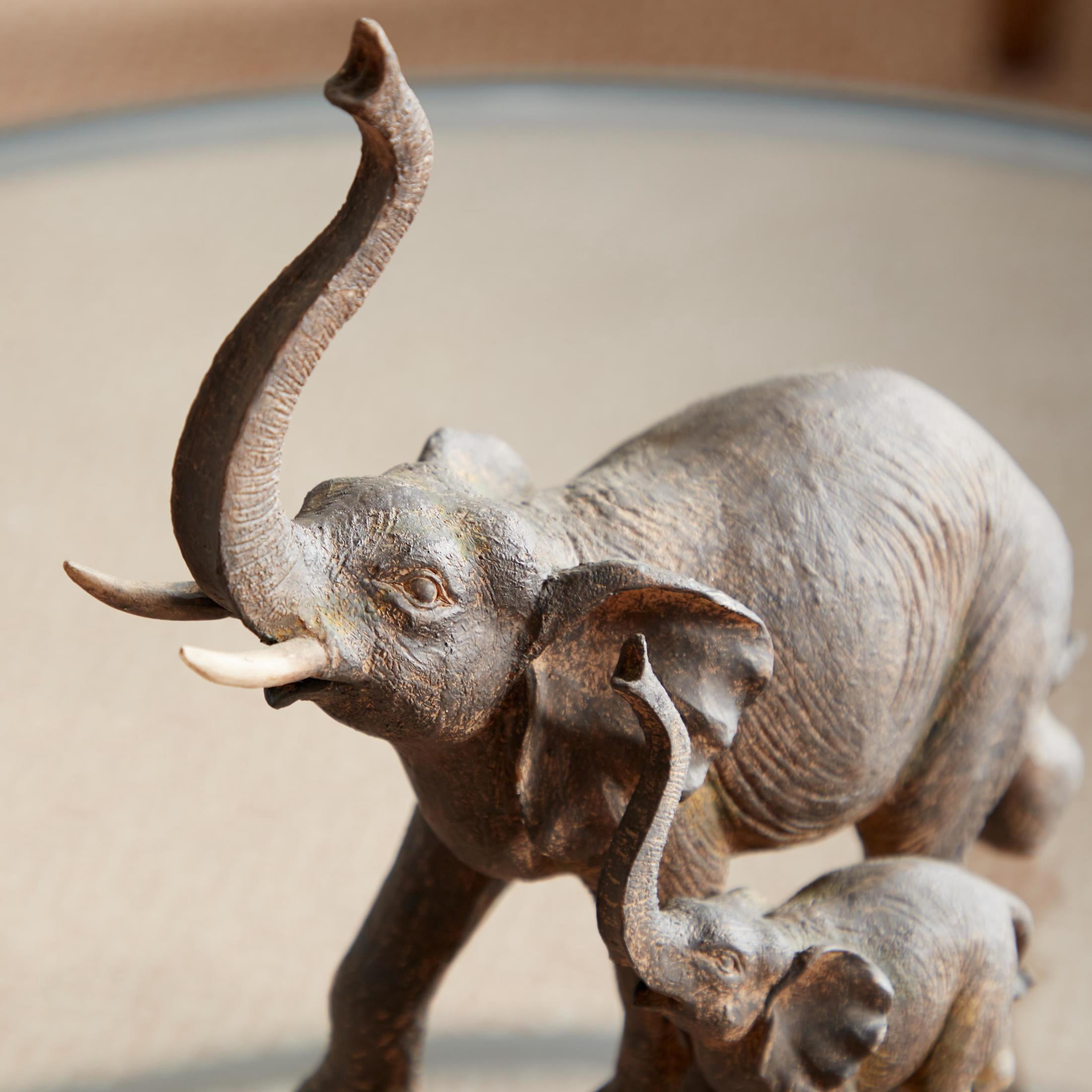 11" x 11" Brown Polystone Elephant Sculpture, by DecMode