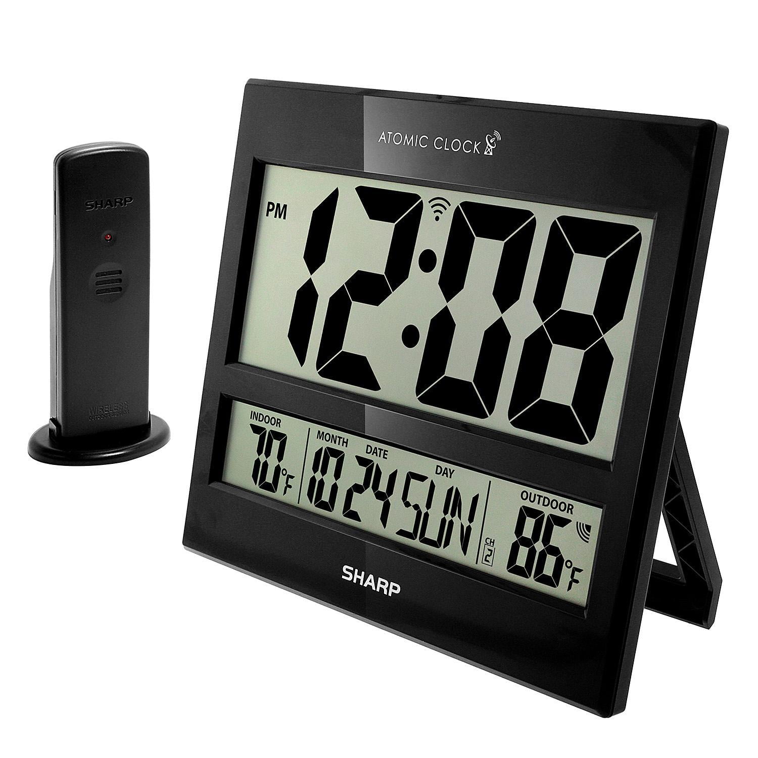Sharp 3" Atomic LED Display Battery Powered Classic Wall Clock, Atomic