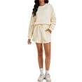 thumbnail image 2 of Conjuntos de sudadera cortos para mujer ATHLECHIC, conjunto de sudadera con mangas de murciélago, conjunto de lounge casual, sudadera cómoda talla S, color albaricoque, 2 of 4