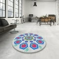 thumbnail image 4 of Ahgly Company Machine Washable Indoor Rectangle Transitional Pale Blue Lily Blue Area Rugs, 5' x 8', 4 of 7