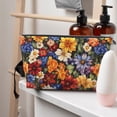 thumbnail image 6 of Leather Travel Bag Wash Bag Makeup Bag Storage Bag 7×5×2.4in For Daily Carrying And Short Trip Groovy Flowers (2), 6 of 8
