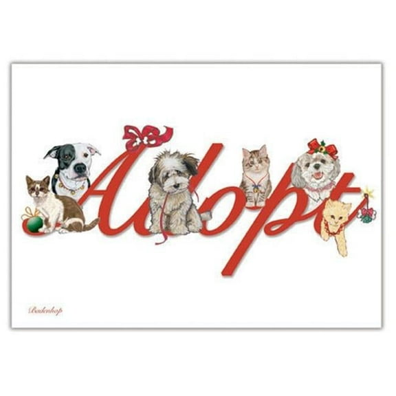 Pipsqueak Productions  Adopt Mix Dog with Cat Christmas Boxed Cards - Pack of 10