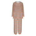 thumbnail image 5 of Nfurl Womens 2pcs Flannel Pajamas Sets Soft Long Sleeve Sleepwear and Pants Trendy Striped Graphic Loungewear Ladies Fall Winter Pjs Orange XXXL, 5 of 6
