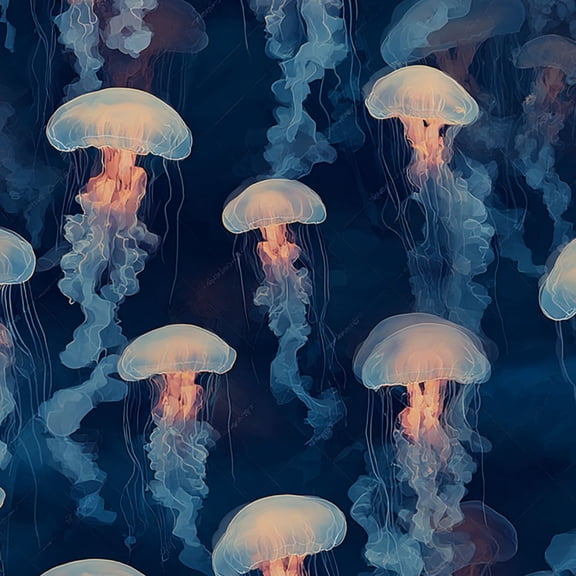 Peel and Stick Wallpaper 17.7in x 9.8ft Jellyfish Seamless Glowing Translucent Deep Contact Paper Vinyl Waterproof Self Adhesive Wall Paper for Bedroom Shelf Cabinet Renter Friendly