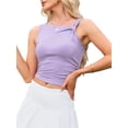 thumbnail image 4 of INSPIRE CHIC Casual Tank Top for Women's Sleeveless Asymmetrical Neck Slim Fit Party Summer Crop Tops L Light Purple, 4 of 6