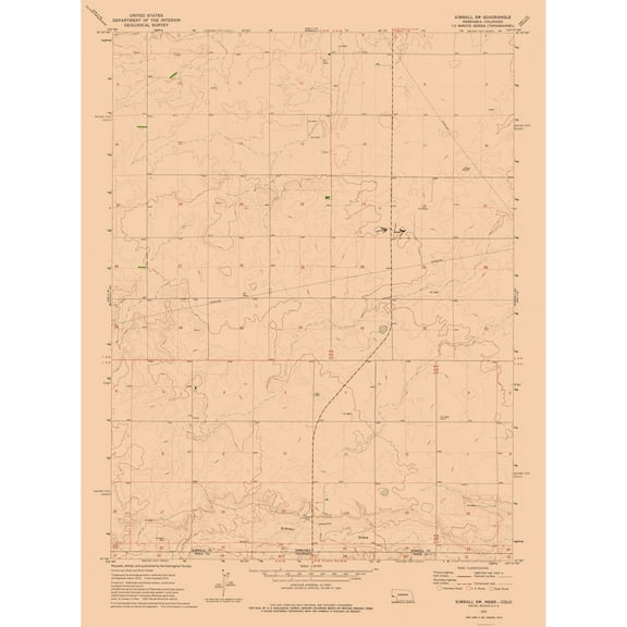 Topographical Map - South West Kimball Nebraska Quad - USGS 1972 - 23 x 31.01 - Vintage Wall Art