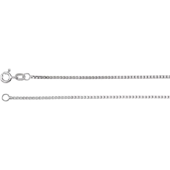 Sterling Silver Necklace - 3.9 Grams - 16 Inch 1.3mm Sparkle-Cut Box Chain With Spring Ring